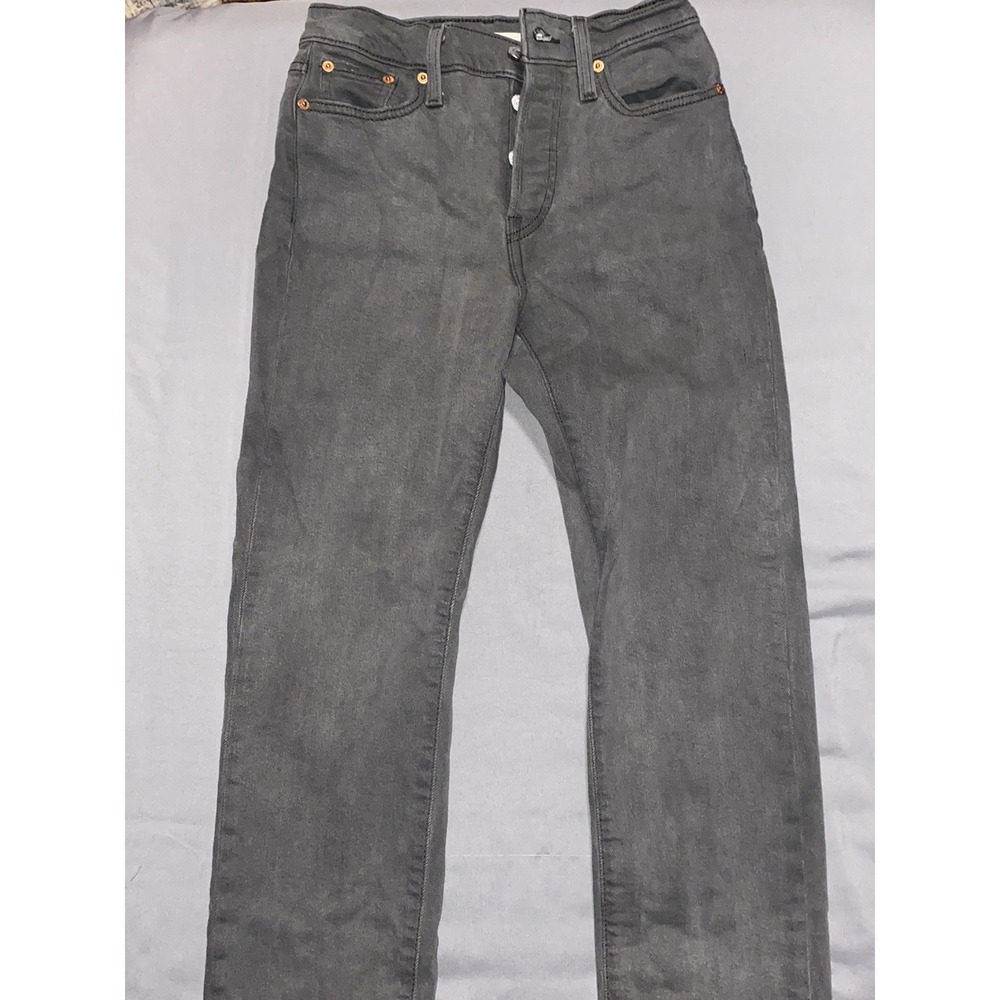 Women's Levi's Wedgie Straight High Rise Button Fly Gray Wash Jeans sz 26